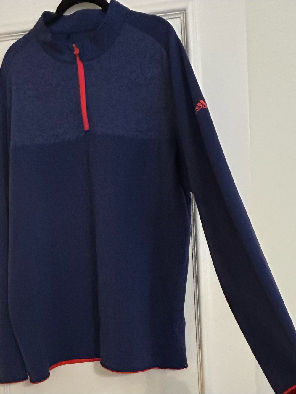 adidas Men’s Navy Half-Zip Sweater with Red Trim